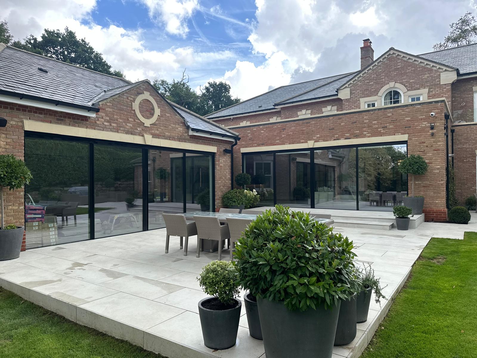 Origin Global “OS20” patio sliding doors in black.