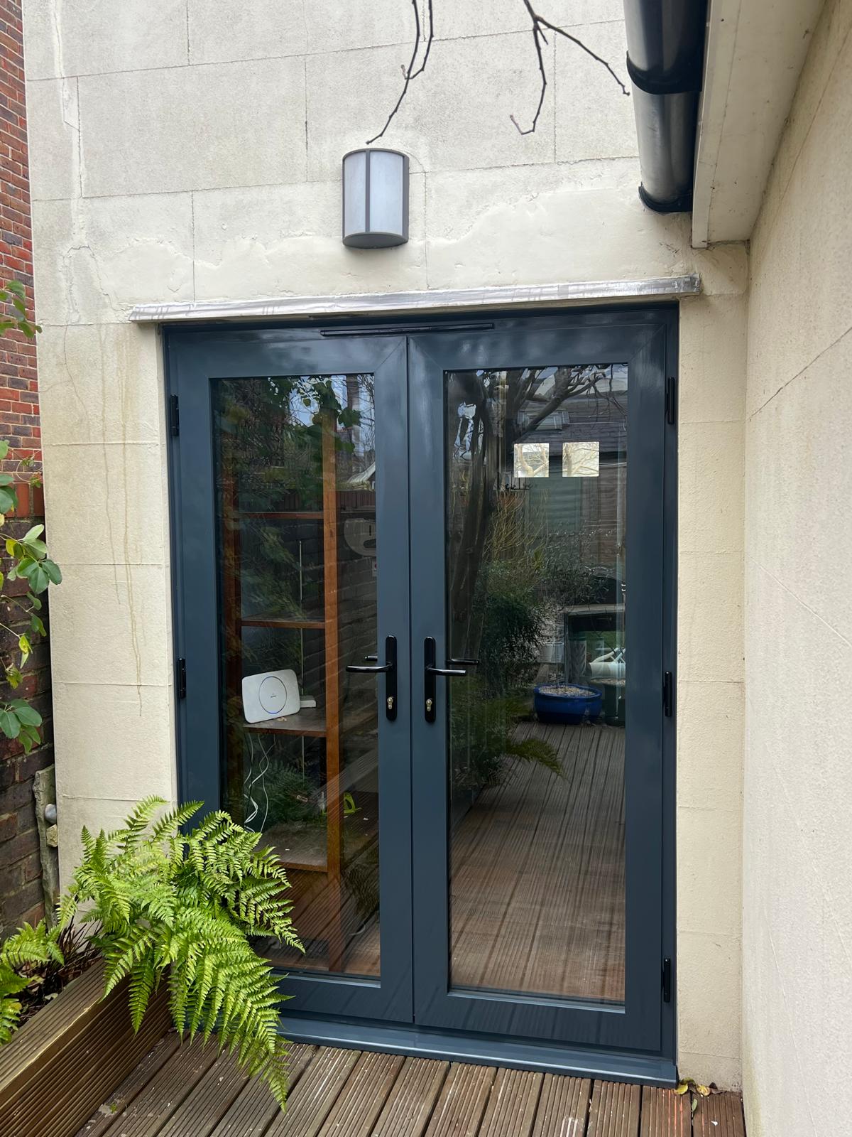 Smart aluminium French doors in anthracite grey